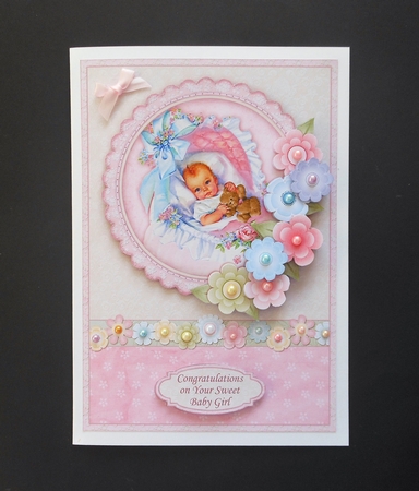 Vintage New Baby Girl & Florals Topper & Decoupage by S.Elisabet Osborn Wright