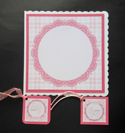 Congratulations Pram 8x8 Insert & Tags - Baby Girl - Pink by S.Elisabet Osborn Wright