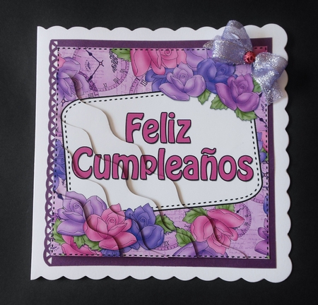 Spanish Birthday Time for Roses Wavy Corner Stacker by S.Elisabet Osborn Wright