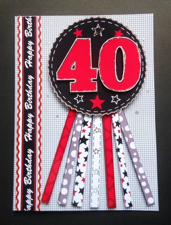 All Ages Birthday Rosette in Black and Red by S.Elisabet Osborn Wright