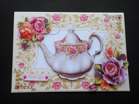 Beautiful Cream Floral Tea Pot by S.Elisabet Osborn Wright