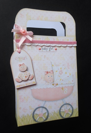Baby Girl Pram Large Gift Bag with Handles by S.Elisabet Osborn Wright