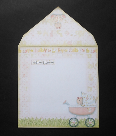 Baby Girl Pram Shaped Fold Card Kit by S.Elisabet Osborn Wright