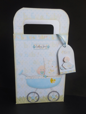 Baby Boy Pram Large Gift Bag with Handles by S.Elisabet Osborn Wright