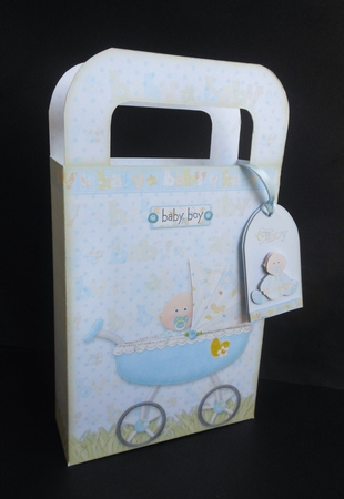 Baby Boy Pram Large Gift Bag with Handles by S.Elisabet Osborn Wright
