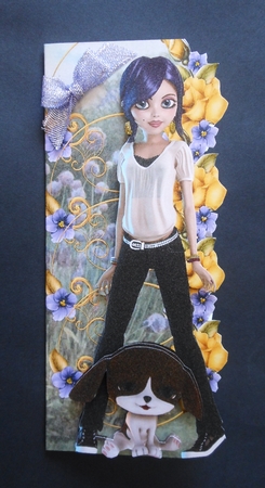 Best Buddies - Callie & Lucky -shaped Dl Card with Decoupage by S.Elisabet Osborn Wright