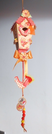 Cottage Rose Hanging Birdhouse/treat Box Decoration by S.Elisabet Osborn Wright