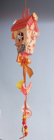 Cottage Rose Hanging Birdhouse/treat Box Decoration by S.Elisabet Osborn Wright