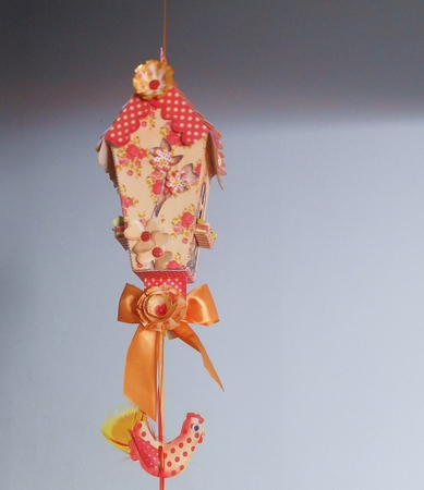 Cottage Rose Hanging Birdhouse/treat Box Decoration by S.Elisabet Osborn Wright