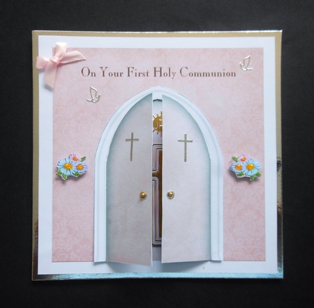 Pink Arch First Communion Card by S.Elisabet Osborn Wright