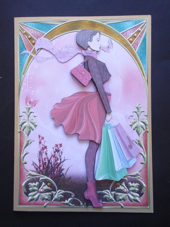 Archway Girls! Shopping in Deep Pink Decoupage by S.Elisabet Osborn Wright