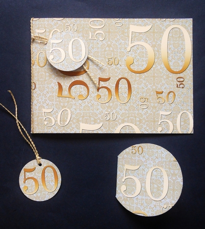 Gold Lace 50 Landscape 7x5inch Card & Envelope Mini Kit by S.Elisabet Osborn Wright