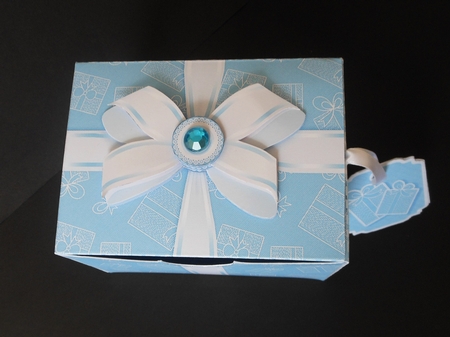 Gift Box Blue Gifts Pattern with Bow Decoupage by S.Elisabet Osborn Wright