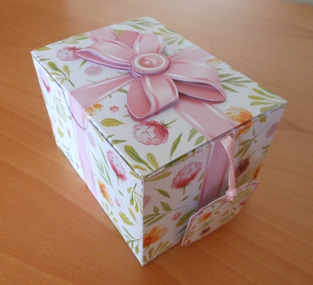 Gift Box Grape & Gold Floral with Bow Decoupage by S.Elisabet Osborn Wright