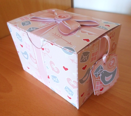 Gift Box Love Birds on a Pink Background with Bow Decoupage by S.Elisabet Osborn Wright