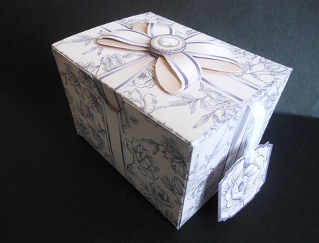 Gift Box Roses Sketch Pattern with Bow Decoupage by S.Elisabet Osborn Wright