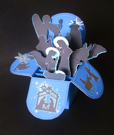 BOX CARD POP UP 3D KIT - SILHOUETTE NATIVITY CHRISTMAS by S.Elisabet Osborn Wright