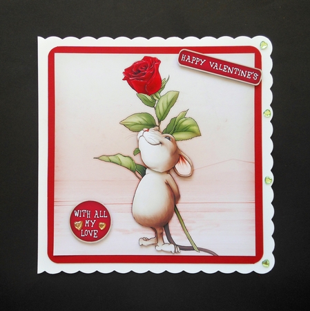 Valentines Rose Mouse 8x8 Quick Card by S.Elisabet Osborn Wright
