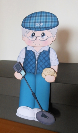 3D On the Shelf Card Kit - Little Old Man Treasure Hunter Metal Detectorist Wally by S.Elisabet Osborn Wright