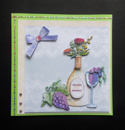 Birthday - Belated Bottle & Glass by S.Elisabet Osborn Wright