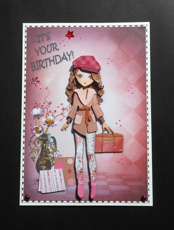 Its your Birthday! Fashion Girl Loves to Shop Card Front & Decoupage by S.Elisabet Osborn Wright