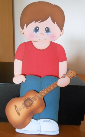 3D On the Shelf Card Kit - Cute Little Boy Aleck plays the Guitar by S.Elisabet Osborn Wright