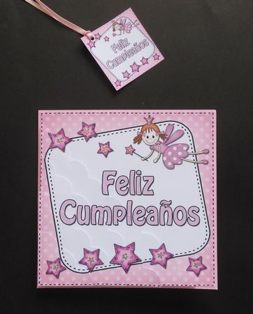 Spanish Birthday Fairy Scalloped Corner Stacker by S.Elisabet Osborn Wright