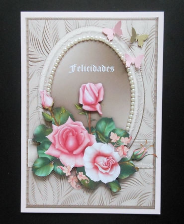 Gorgeous Roses In pearl Frame Classic card by S.Elisabet Osborn Wright