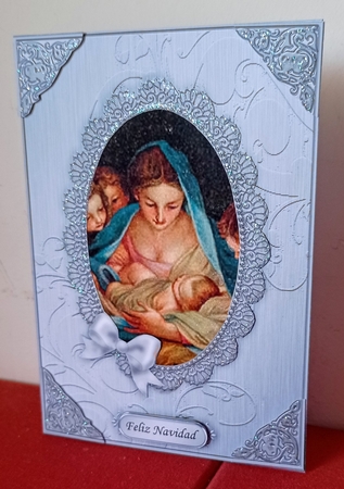 A5 Metallic Lace and Bow Card Front by S.Elisabet Osborn Wright