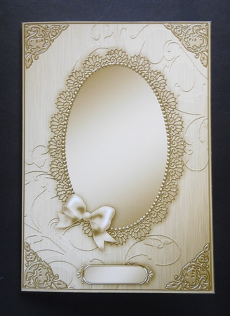 A5 Metallic Lace and Bow Card Front by S.Elisabet Osborn Wright