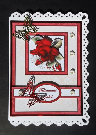 Red Rose card front by S.Elisabet Osborn Wright