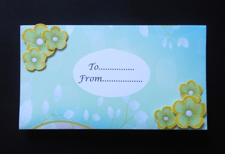Green and grey blossom money wallet with flowers by S.Elisabet Osborn Wright