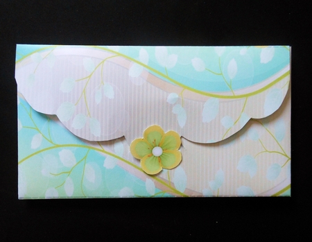 Green and grey blossom money wallet with flowers by S.Elisabet Osborn Wright