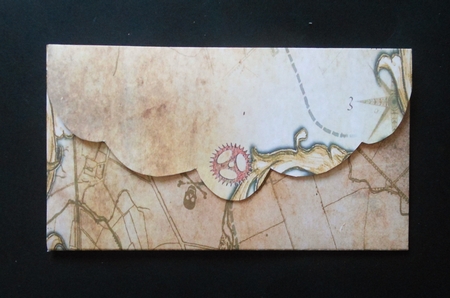 Wallet with map and frame with cogs by S.Elisabet Osborn Wright