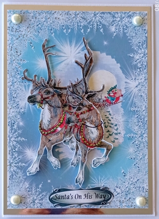 Reindeers Pulling Santas Sleigh by S.Elisabet Osborn Wright