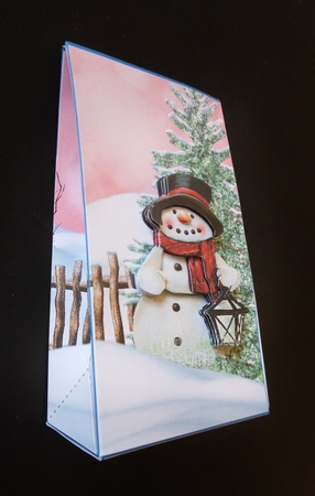 Pink Snowman Snowy Scene Pinch Bag by S.Elisabet Osborn Wright