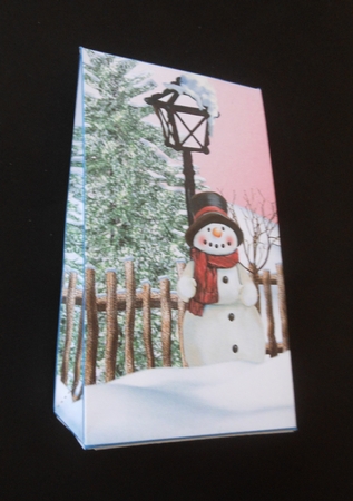 Pink Snowman Snowy Scene Pinch Bag by S.Elisabet Osborn Wright
