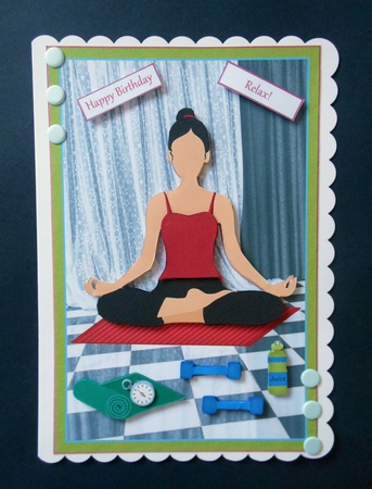 Yoga Birthday Decoupage Topper  by S.Elisabet Osborn Wright