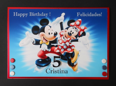 Mickey Mouse & Minnie Mouse Ice Skating Quick Card by S.Elisabet Osborn Wright