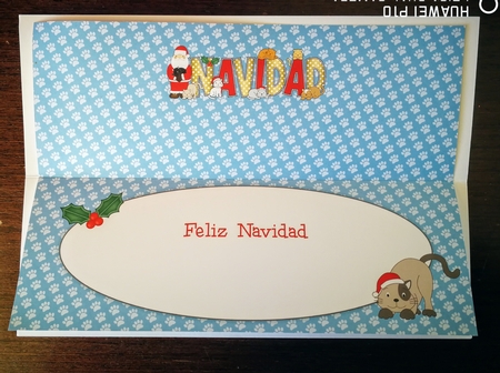 Christmas cats with Santa NAVIDAD large dl insert by S.Elisabet Osborn Wright