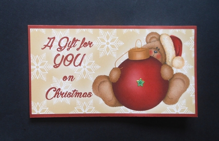 Holly and Bear Christmas Money/Gift/Voucher Wallet/Pocket or Envelope by S.Elisabet Osborn Wright