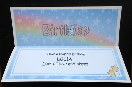 Large DL HAVE A MAGICAL BIRTHDAY insert with Unicorn by S.Elisabet Osborn Wright