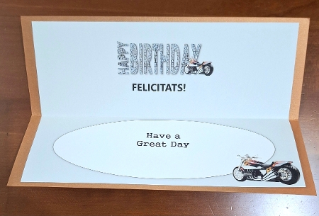 Happy Birthday with Motorbike large DL insert by S.Elisabet Osborn Wright