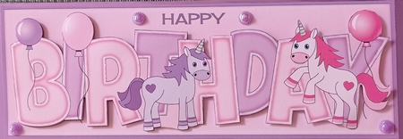 Unicorns and Balloons BIRTHDAY large dl by S.Elisabet Osborn Wright