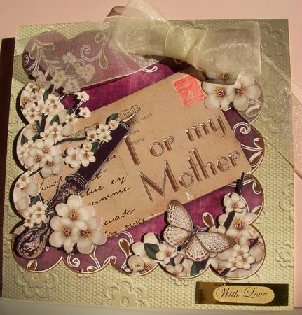 Cream Blossom Cerise for Mother Postcard Step by Step by S.Elisabet Osborn Wright
