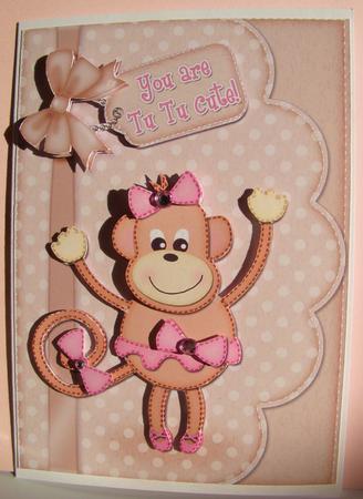 A5 Tu Tu Monkey Felties Scalloped Edge N 3D Decoupage by S.Elisabet Osborn Wright