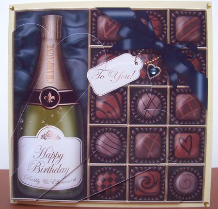 Birthday Champers N Chocs Fan Pyramage Topper by S.Elisabet Osborn Wright