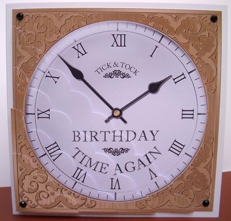 Birthday Clock Scallop Corner Side Stacker Topper by S.Elisabet Osborn Wright