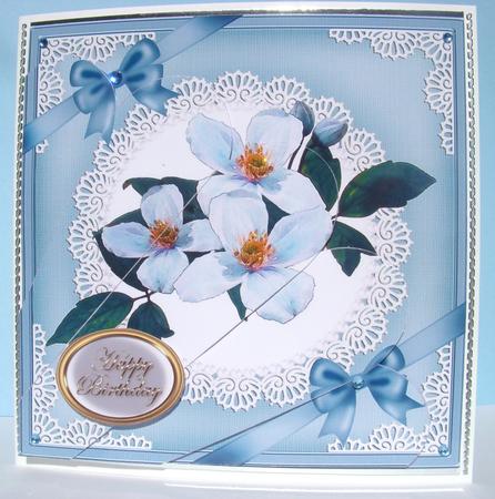 Clematis and Lace Fan Pyramage Topper by S.Elisabet Osborn Wright
