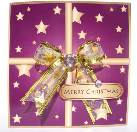 Christmas Present Shaped Card Burgundy by S.Elisabet Osborn Wright